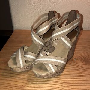 Tall wedges by “Merona” - tan beige, strappy